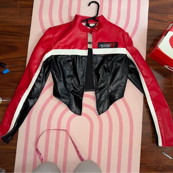 Women's Red and Black Jacket - Picture 2 of 5